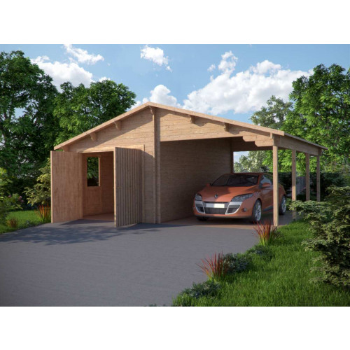 Garage met carport 44 mm 680x560 cm